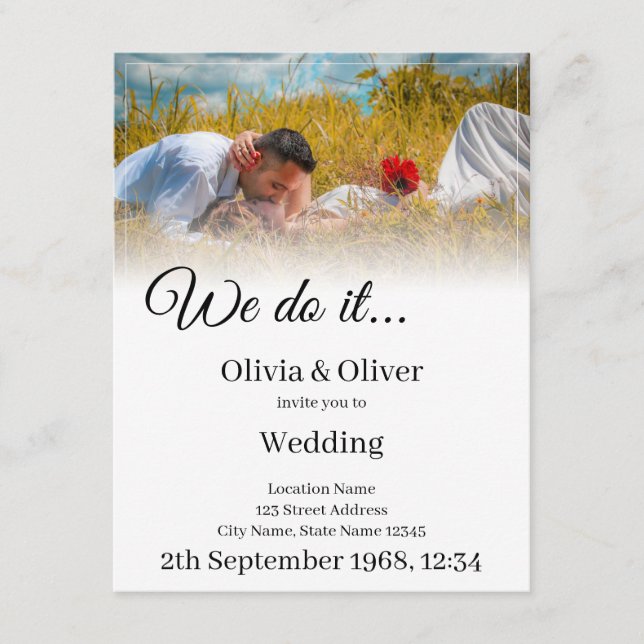 We do it - Kissing Couple on a Meadow Enclosure Card (Front)