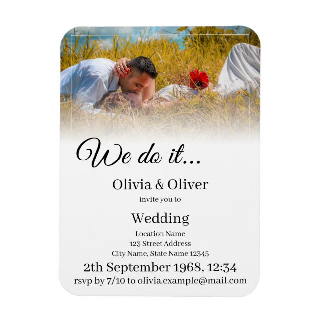 We do it - Kissing Couple on a Meadow Magnet (Vertical)