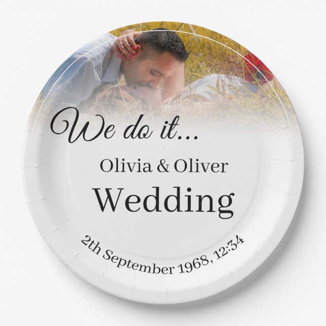 We do it - Kissing Couple on a Meadow Paper Plate (Front)