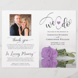 We Do! Lilac Purple Rose Modern Wedding Program