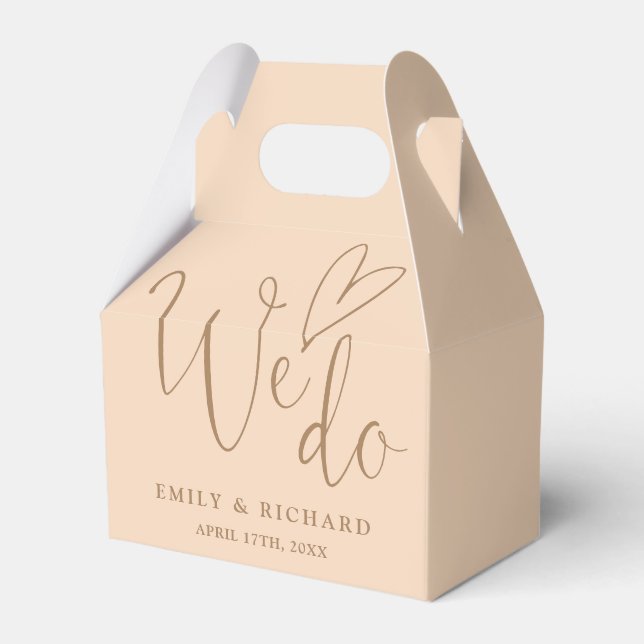 We Do Love Heart Soft Peach Wedding Favor Box (Front Side)