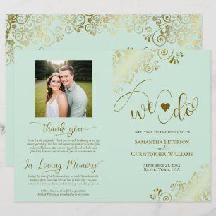 We Do! Mint Green & Gold DIY Fold Wedding Program