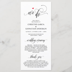 We do, Modern Black Script, Wedding Ceremony Program
