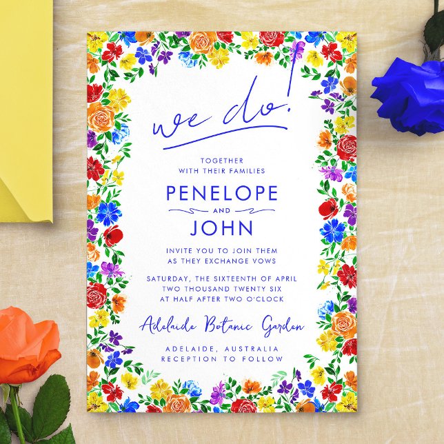 We Do Modern Boho Rainbow Floral Wedding Invitation (We Do Modern Boho Rainbow Floral Wedding Invitation)