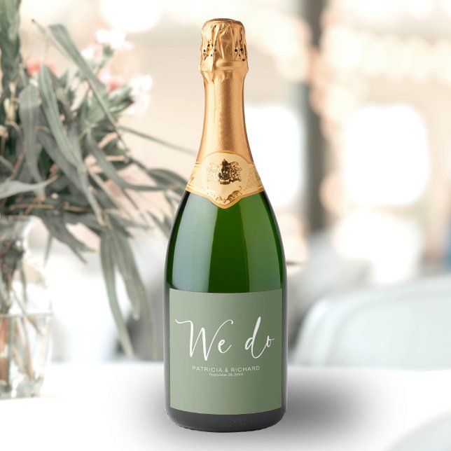 We Do Modern Calligraphy Wedding  Sparkling Wine Label (Creator Uploaded)
