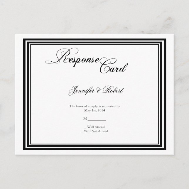 We Do Modern Frame Black White RSVP Postcard (Front)