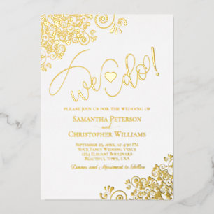 We Do! Modern Script & Cute Heart Wedding