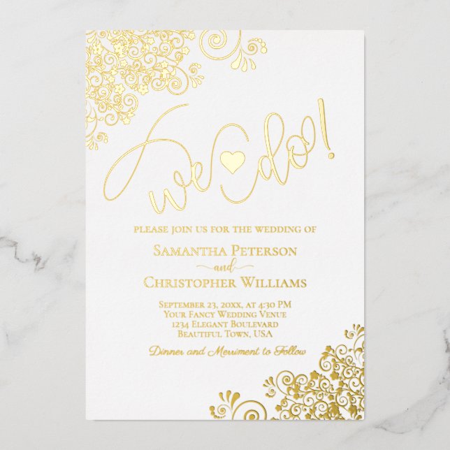 We Do! Modern Script & Cute Heart Wedding (Front)