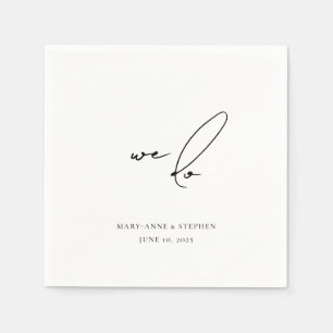 We Do Modern Script Engagement Wedding Party  Napkin