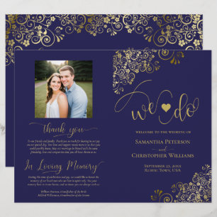 We Do! Navy Blue & Gold DIY Fold Wedding Program
