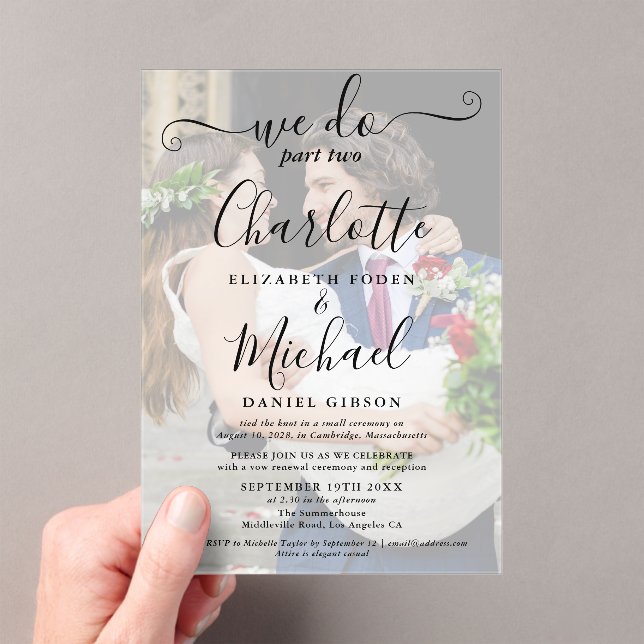 We Do Part Two Wedding Photo Sequel Script  Acrylic Invitations (Insitu (Handheld))
