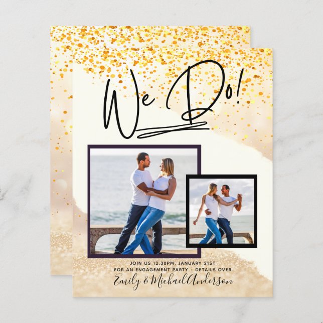 We Do! PHOTO Engagement Party Invitations Budget (Front/Back)
