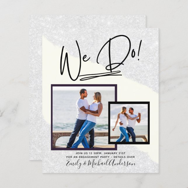 We Do! PHOTO Engagement Party Invitations Budget (Front/Back)