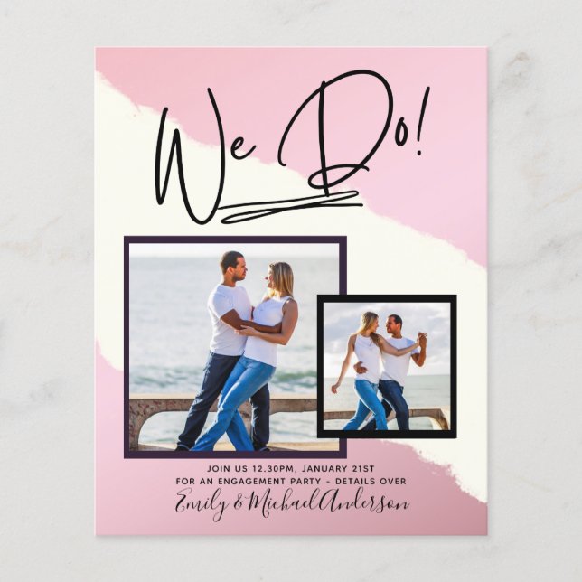 We Do! PHOTO Engagement Party Invitations Budget Flyer (Front)