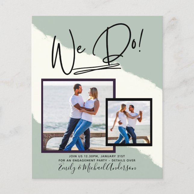 We Do! PHOTO Engagement Party Invitations Budget Flyer (Front)