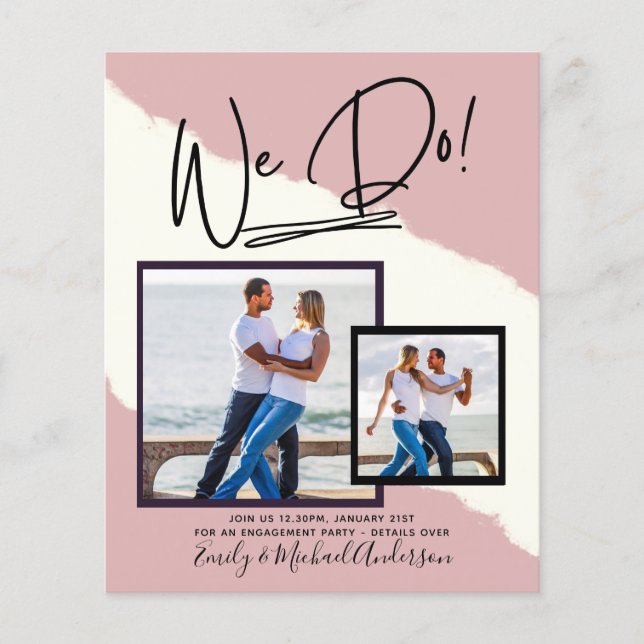 We Do! PHOTO Engagement Party Invitations Budget Flyer (Front)