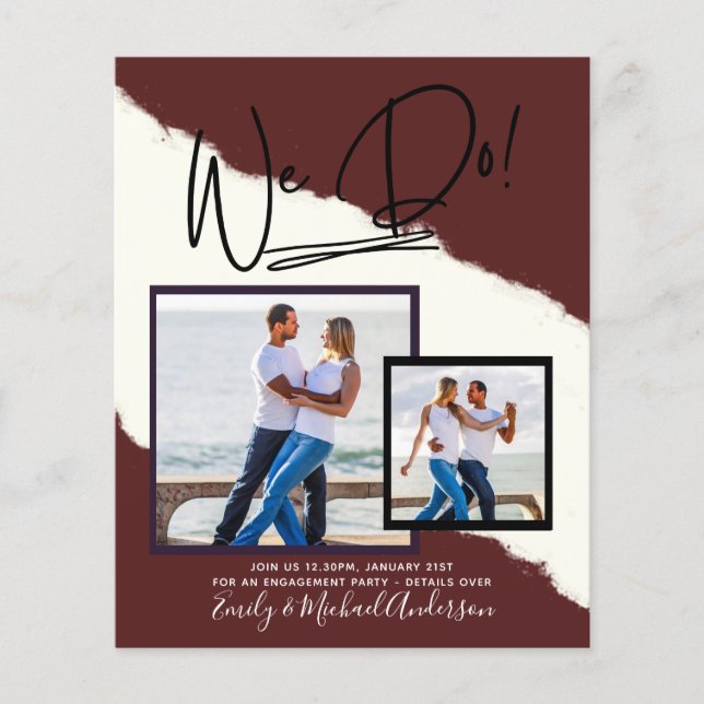 We Do! PHOTO Engagement Party Invitations Budget Flyer (Front)
