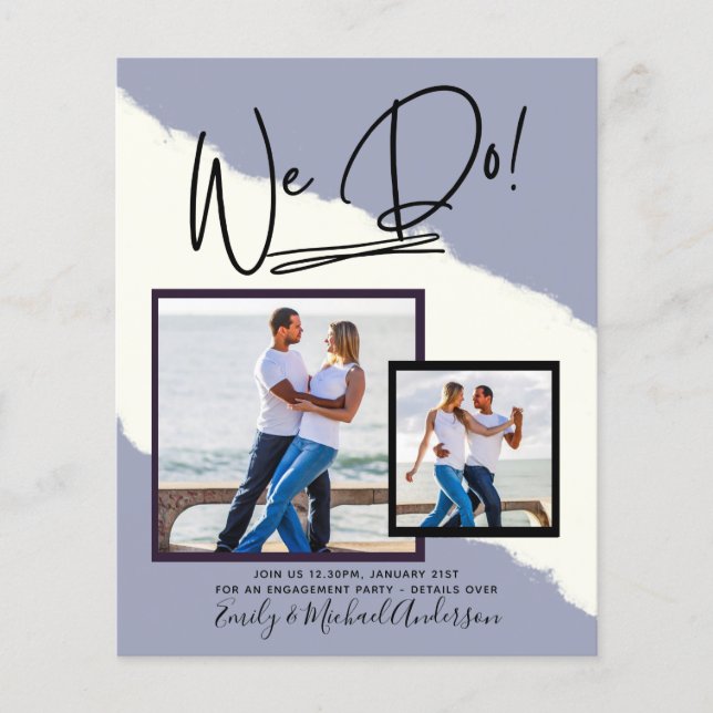 We Do! PHOTO Engagement Party Invitations Budget Flyer (Front)