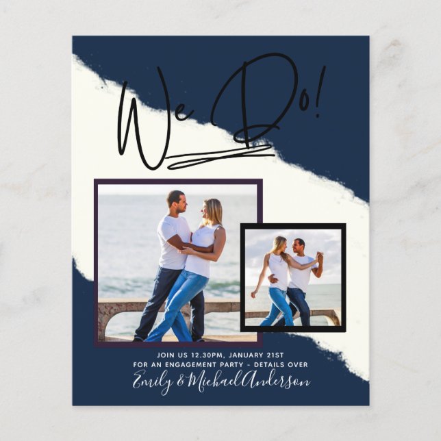 We Do! PHOTO Engagement Party Invitations Budget Flyer (Front)