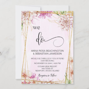*~* WE DO Pink Pastel Floral RSVP AR15 QR Invitation
