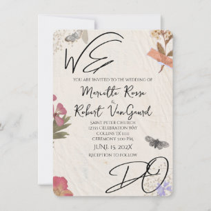 WE DO Pressed Flowers Shabby Garden Chic Wedding Invitation