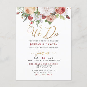 We Do   Roses & Chic Gold Glitter Script Wedding Invitation Postcard