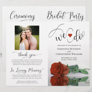 We Do! Rust Orange Rose Modern Wedding Program