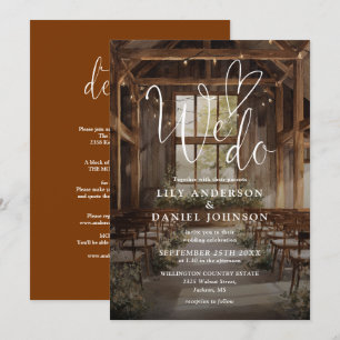 We Do Rustic Barn String Lights All In One Wedding Invitation
