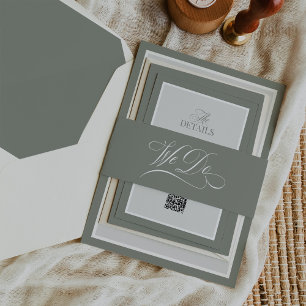 We Do   Sage Green Calligraphy Luxe Wedding Invitation Belly Band