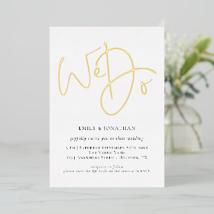 We Do Script QR Code Real Gold Foil Wedding