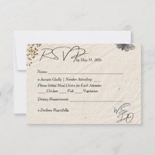 WE DO Shabby Chic Wedding Pressed Flowers  RSVP Card