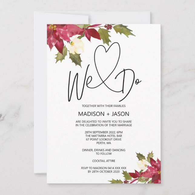 We Do Simple Modern Wedding Christmas Holiday Invitation (Front)