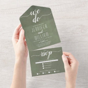 "We do" stained limed ash green wedding All In One Invitation