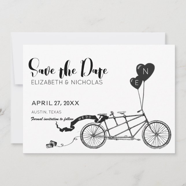 We Do Tandem Bicycle Photo Save The Date (Front)