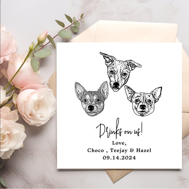 We Do Too Pets Custom Hand Drawing Wedding Napkins (Creator Uploaded)