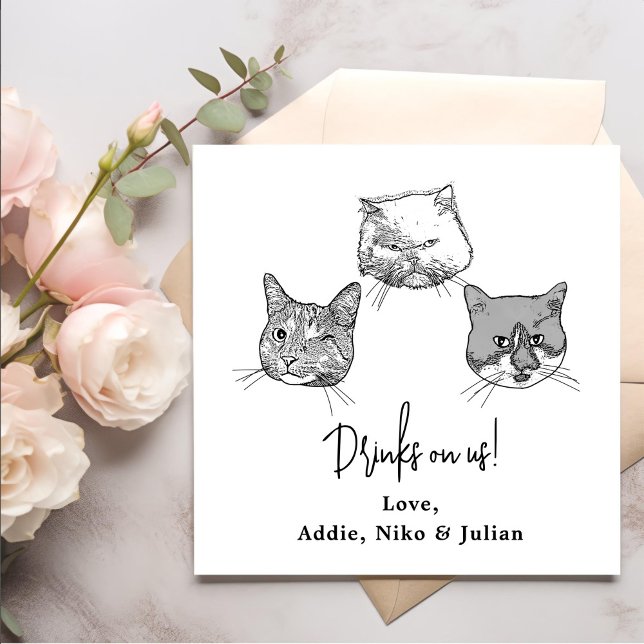 We Do Too Pets Custom Hand Drawing Wedding Napkins (Creator Uploaded)