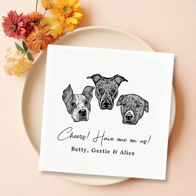 We Do Too Pets Custom Hand Drawing Wedding Napkins (Creator Uploaded)