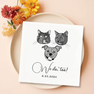 We Do Too Pets Custom Hand Drawing Wedding Napkins