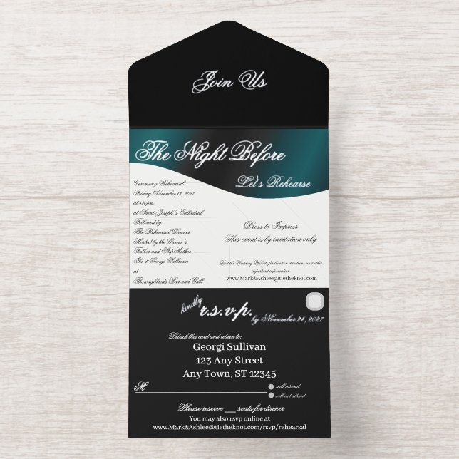 We Do Tuxedo Collection Rehearsal Dinner  All In One Invitation (Inside)