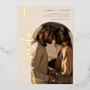 We do Vertical Boho Arch Beige Photo Save the Date