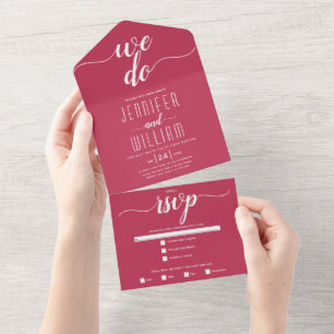 "We do" viva magenta script calligraphy wedding All In One Invitation