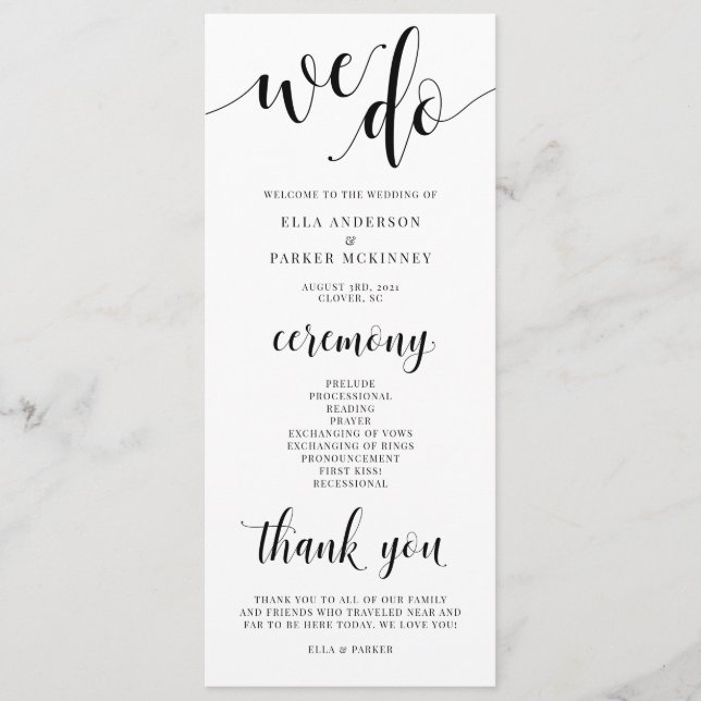 We Do Wedding Ceremony Program (Front)