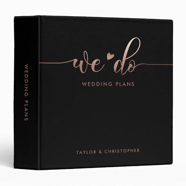 We Do | Wedding Plans Modern Minimal Elegant Black Binder (Front/Spine)