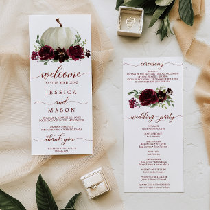 We Do Wedding Program Burgundy Pumpkin Fall