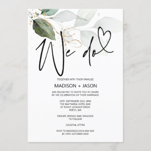 We Do Wedding Simple Modern Elegant Eucalyptus Invitation