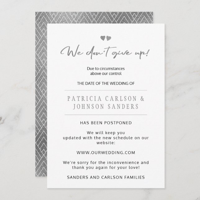 We don't give up postponed wedding announcement (Front/Back)