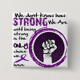 We don't know how STRONG we are... 2 Inch Square Button
