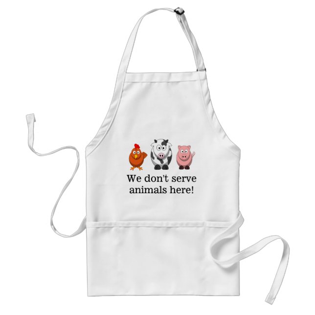 We Don't Serve Animals Cute Vegetarian Vegan Apron (Front)