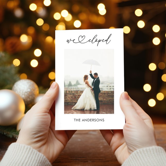 We Eloped 2 Photo Calligraphy Script Wedding Announcement (Creator Uploaded)