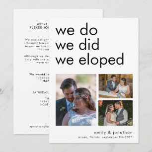 We Eloped 3 Photos Announcement Invitation